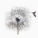 hummingbird with dandelion  tattoo design idea