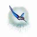 hummingbird with dandelion  tattoo design idea