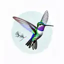 hummingbird with dandelion  tattoo design idea