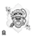 Three monkeys with different expressions representing see no evil, hear no evil, speak no evil tattoo design idea