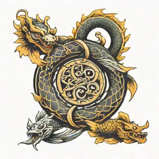 ouroboros in the form of infinity carp and dragon tattoo design idea