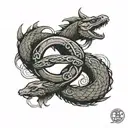 ouroboros in the form of infinity, consisting of two rings: the first is a carp, the second is a dragon tattoo design idea