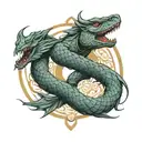 ouroboros in the form of infinity, consisting of two rings: the first is a carp, the second is a dragon tattoo design idea