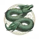 ouroboros in the form of infinity, consisting of two rings: the first is a carp, the second is a dragon tattoo design idea
