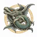 ouroboros in the form of infinity, consisting of two rings: the first is a carp, the second is a dragon tattoo design idea