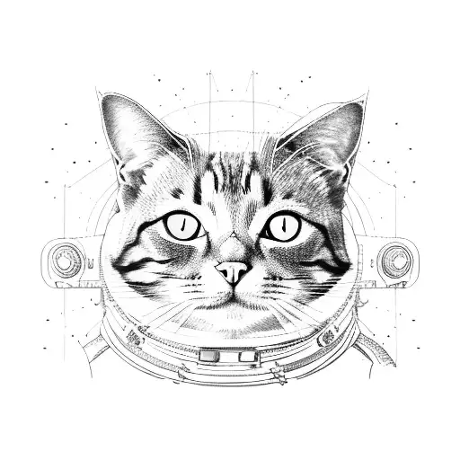 Cat (whole body)In Space With Astronaut Suit tattoo design idea