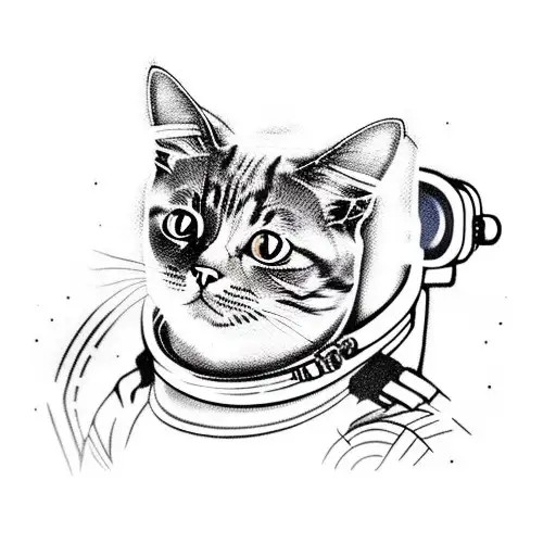 Cat In Space With Astronaut Suit tattoo design idea