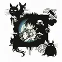 Studio Ghibli collage tattoo design idea