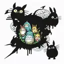 Studio Ghibli collage tattoo design idea