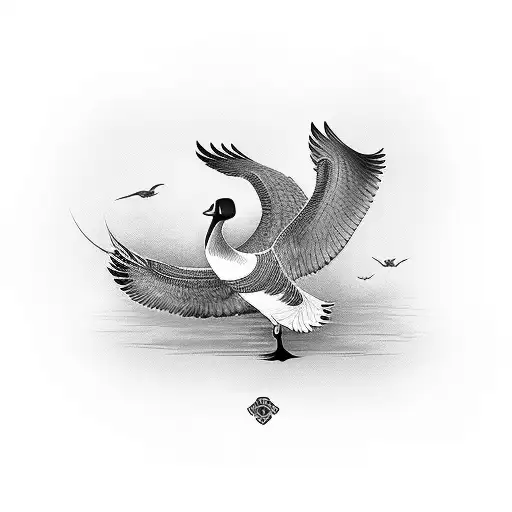 Vietnamese man holding a goose tattoo design idea