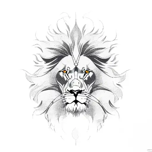 lion and phoenix tattoo design idea