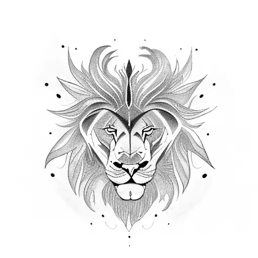 Incorporate the client's favorite things into a blackwork lion and phoenix tattoo tattoo design idea