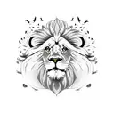 lion with doves and clouds but with dates and name  tattoo design idea