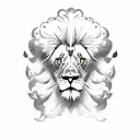 lion with doves and clouds but with dates and name  tattoo design idea