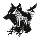 wolf and hawk tattoo design idea