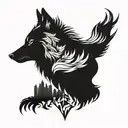 wolf and hawk tattoo design idea