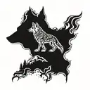 wolf and hawk tattoo design idea