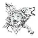 wolf and hawk tattoo design idea