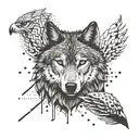 wolf and hawk tattoo design idea