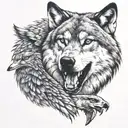 wolf and hawk tattoo design idea