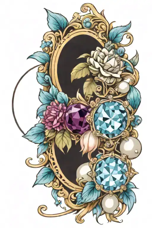 two aquamarine and one pearl representing children's birthstones  tattoo design idea