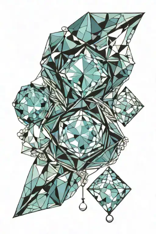 two aquamarine gemstones and a pearl  tattoo design idea