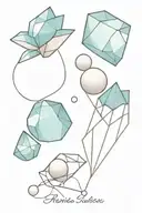two aquamarine gemstones and a pearl  tattoo design idea