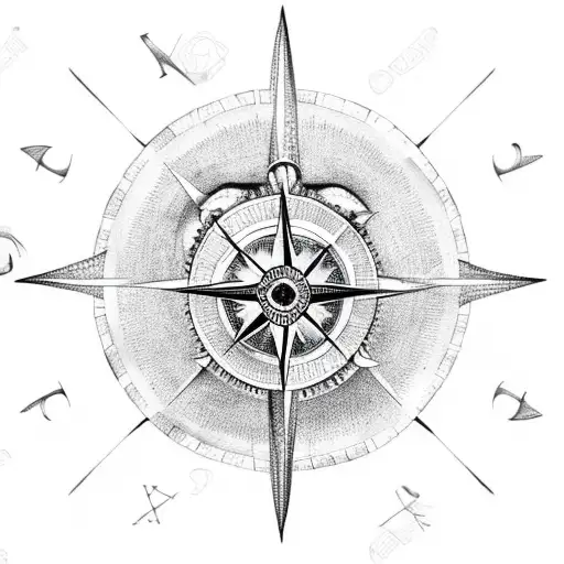 sea turtle compass tattoo design idea