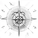 sea turtle compass tattoo design idea