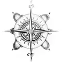 sea turtle compass tattoo design idea