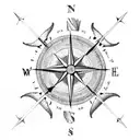 sea turtle compass tattoo design idea