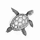 sea turtle with compass on its shell tattoo design idea