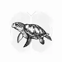 sea turtle with compass on its shell tattoo design idea