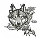 Wolf and Text saying "Sheldon taught me how to FUCK, Young Sheldon taught me how to love." tattoo design idea