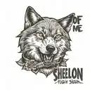 Wolf and Text saying "Sheldon taught me how to FUCK, Young Sheldon taught me how to love." tattoo design idea