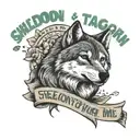 Wolf and Text saying "Sheldon taught me how to FUCK, Young Sheldon taught me how to love." tattoo design idea