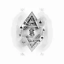 A dotwork design of a poker hand with a king of spades as the centerpiece tattoo design idea