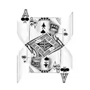 A dotwork design of a poker hand with a king of spades as the centerpiece tattoo design idea