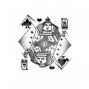 A dotwork design of a poker hand with a king of spades as the centerpiece tattoo design idea