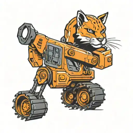 puma running excavator tattoo design idea
