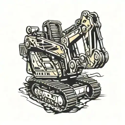puma running excavator tattoo design idea