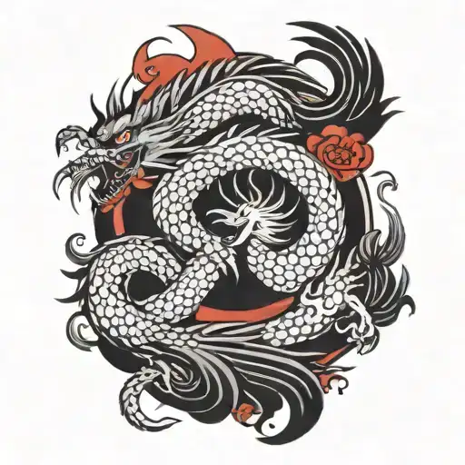 Phoenix and dragon tattoo design idea