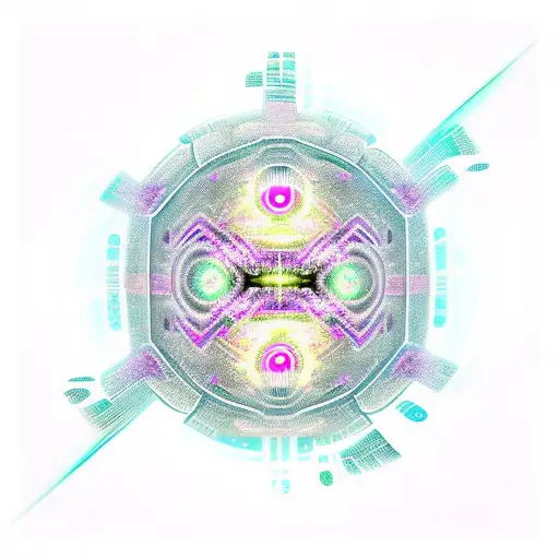 cyber punk code organic sleeve fractals tattoo design idea