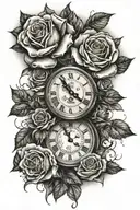 Roses and Clocks with a knife half sleeve tattoo  tattoo design idea