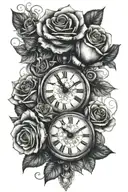 Roses and Clocks with a knife half sleeve tattoo  tattoo design idea