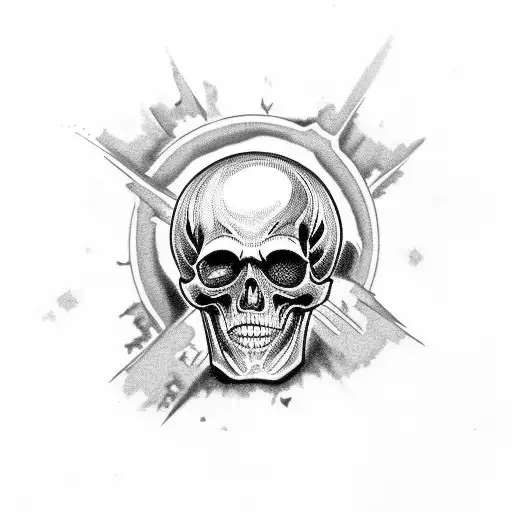 flaming skull with Mexican decorations, gangster looking tattoo design idea