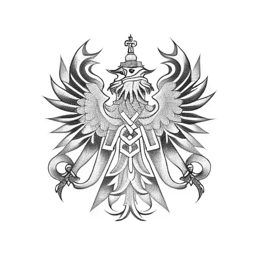 Combine a traditional Polish folk design with a military theme tattoo design idea