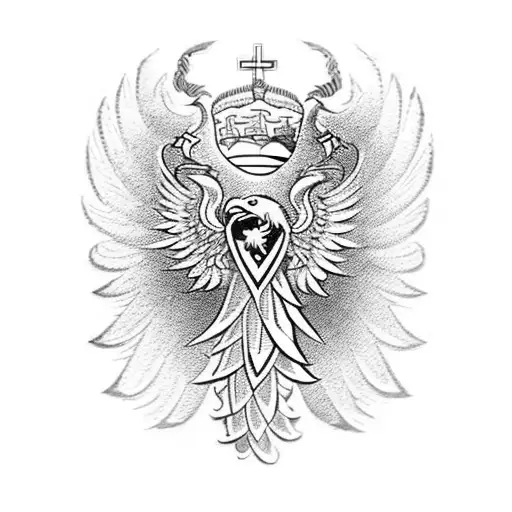 Incorporate traditional Polish military insignia into an eagle tattoo tattoo design idea