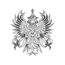 Combine a traditional Polish folk design with a military theme tattoo design idea