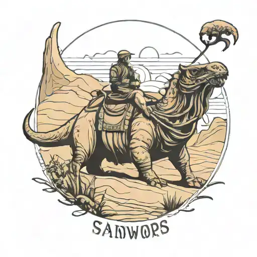 sandworms of dune landscape with a camel tattoo design idea